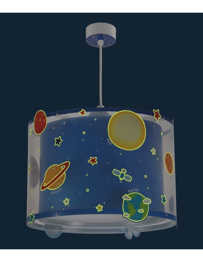 Lampadario per bambini Planets sistema solare blu 1 luce, si illumina al buio | Dalber -DALBER