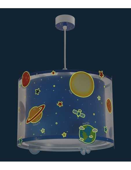 Lampadario per bambini Planets sistema solare blu 1 luce, si illumina al buio | Dalber -DALBER