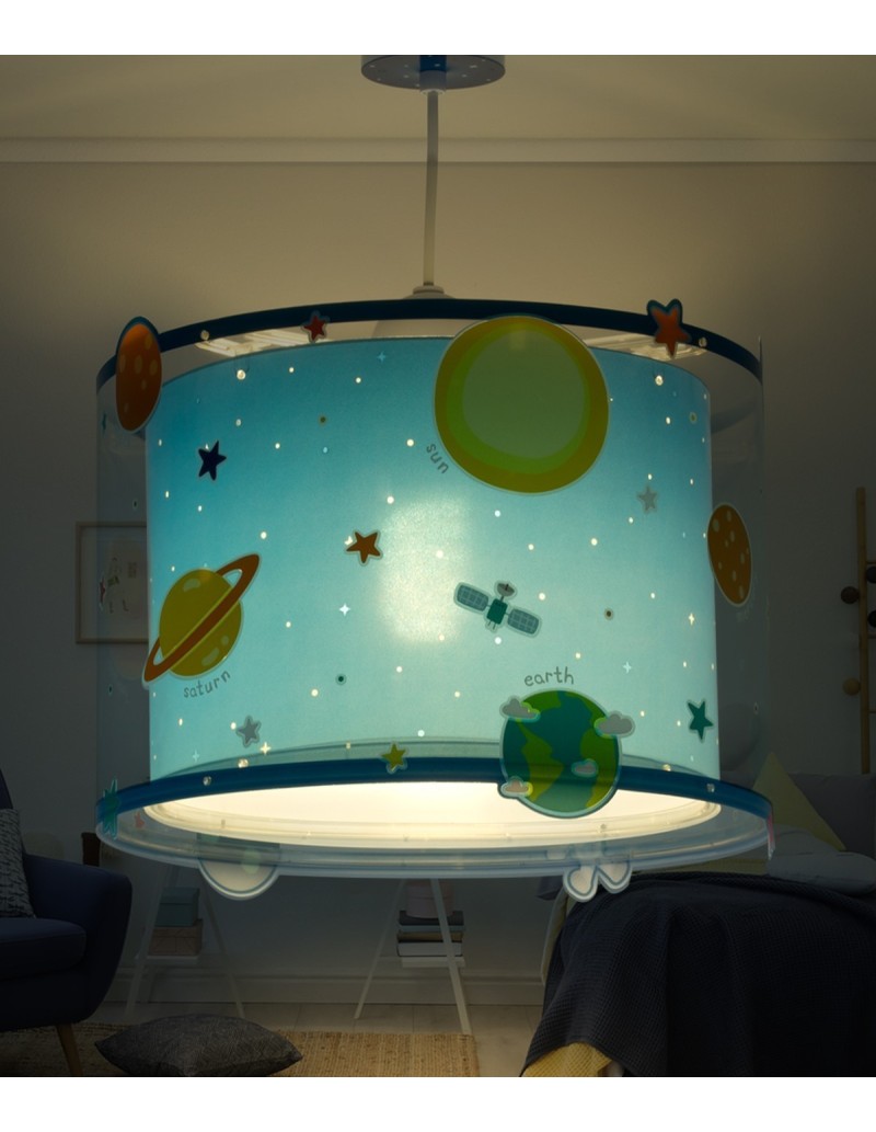 Lampadario per bambini Planets sistema solare blu 1 luce, si illumina al buio | Dalber -DALBER