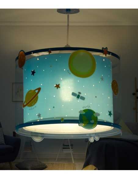 Lampadario per bambini Planets sistema solare blu 1 luce, si illumina al buio | Dalber -DALBER