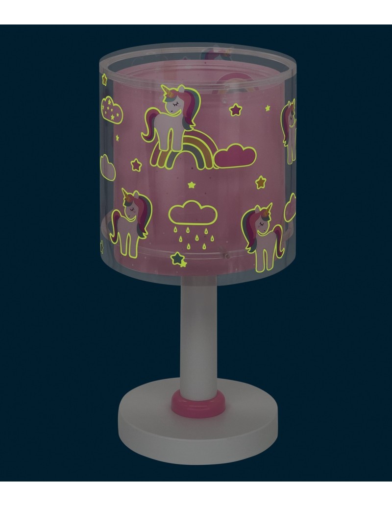 Lampada da comodino per bambini Unicorns unicorni rosa, si illumina al buio | Dalber -DALBER