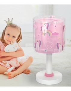 Lampada da comodino per bambini Unicorns unicorni rosa, si illumina al buio | Dalber -DALBER 2
