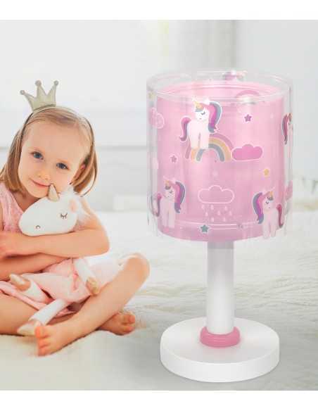 Lampada da comodino per bambini Unicorns unicorni rosa, si illumina al buio | Dalber -DALBER