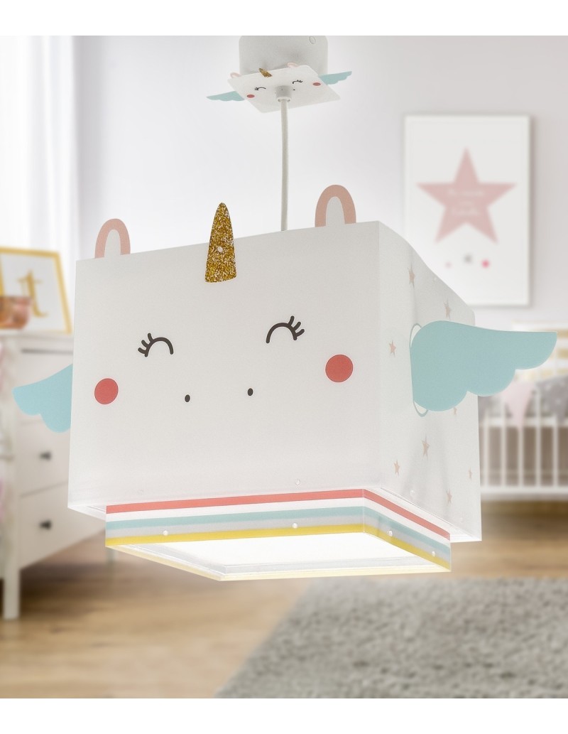 Lampadario per bambini Little Unicorn a forma di unicorno bianco, 1 luce | Dalber -DALBER
