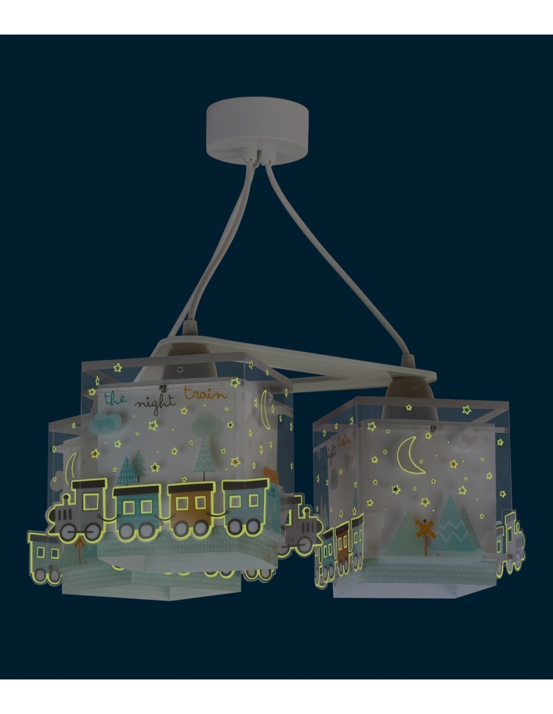 Lampadario per bambini The Night Train treno 3 luci, si illumina al buio | Dalber -DALBER
