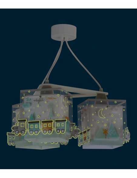 Lampadario per bambini The Night Train treno 3 luci, si illumina al buio | Dalber -DALBER