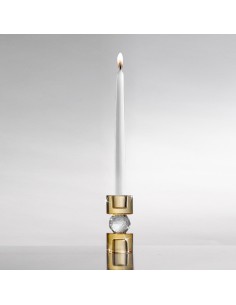 Candeliere in cristallo ambra e trasparente a 1 fuoco, Ø 5 x H 11 cm | Ranoldi -RANOLDI