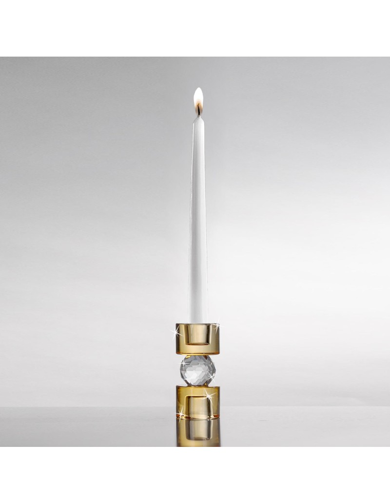 Candeliere in cristallo ambra e trasparente a 1 fuoco, Ø 5 x H 11 cm | Ranoldi -RANOLDI
