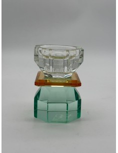 Candeliere in cristallo ambra e verde tiffany a 1 fuoco, Ø 5 x H 8,5 cm | Ranoldi -RANOLDI