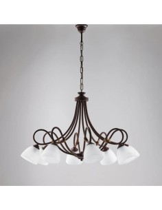 Lampadario Dallas a 8 luci in ferro battuto ruggine, Ø 81 cm | Bonetti Illumina -BONETTI ILLUMINA