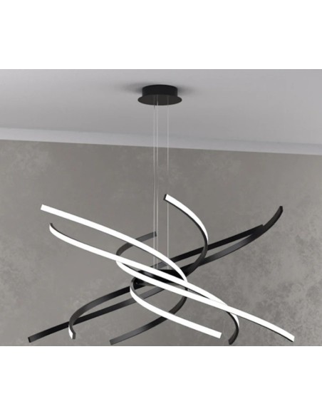 Lampada a sospensione LED Tornado nera Ø 80 cm, 69 W, luce 3000/4000 K | Top Light -TOP LIGHT