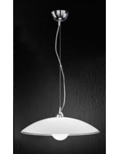 Sospensione Ø 55 cm in vetro bianco lucido con bordino trasparente | Perenz -PERENZ