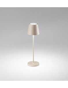 Lampada da tavolo ricaricabile Diva in alluminio sabbia, LED 3000 K dimmerabile, IP54 | Perenz -PERENZ