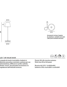 Lampada da tavolo ricaricabile Diva in alluminio sabbia, LED 3000 K dimmerabile, IP54 | Perenz -PERENZ 2