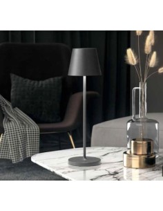 Lampada da tavolo LED ricaricabile Diva grigio scuro, IP54, dimmer touch | Perenz -PERENZ