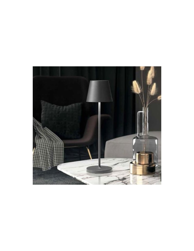 Lampada da tavolo LED ricaricabile Diva grigio scuro, IP54, dimmer touch | Perenz -PERENZ
