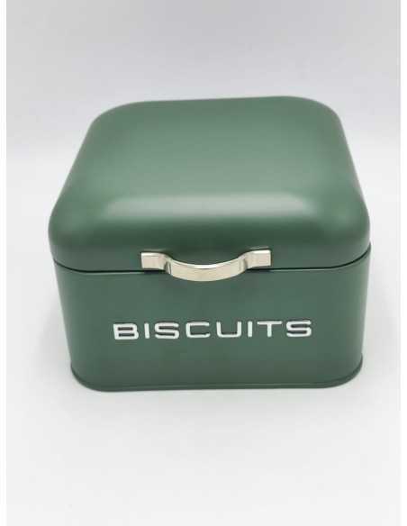 Biscottiera vintage in metallo verde con manico, 20 x 20 x H 13 cm | Evviva -Evviva