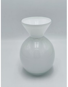 Vaso in vetro soffiato bianco collezione Ninive, H 20 cm | Evviva