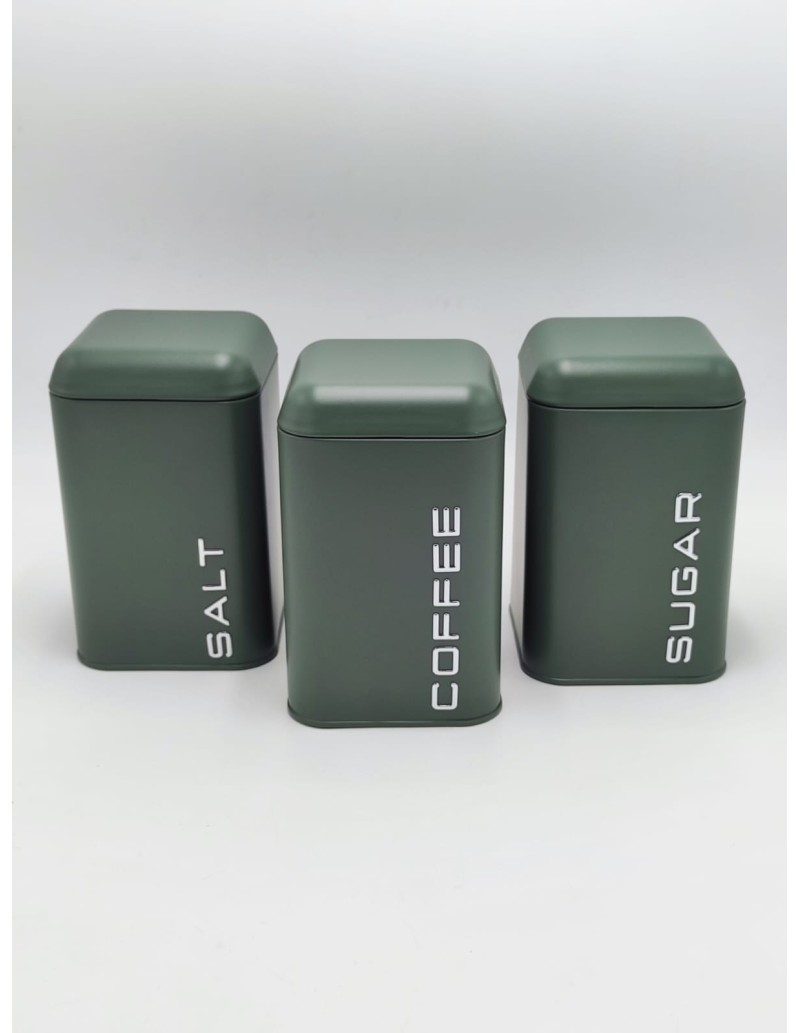 Set 3 barattoli in metallo verde stile vintage | Evviva -Evviva