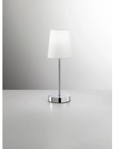 Lumetto Paul in metallo cromo con paralume in stoffa bianca, H 37 cm, E14 | Perenz -PERENZ