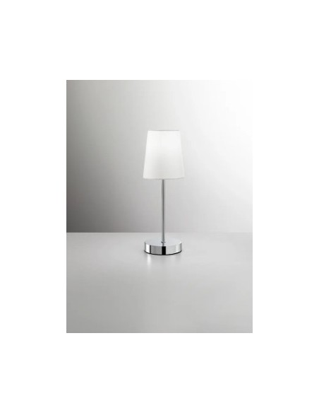 Lumetto Paul in metallo cromo con paralume in stoffa bianca, H 37 cm, E14 | Perenz -PERENZ