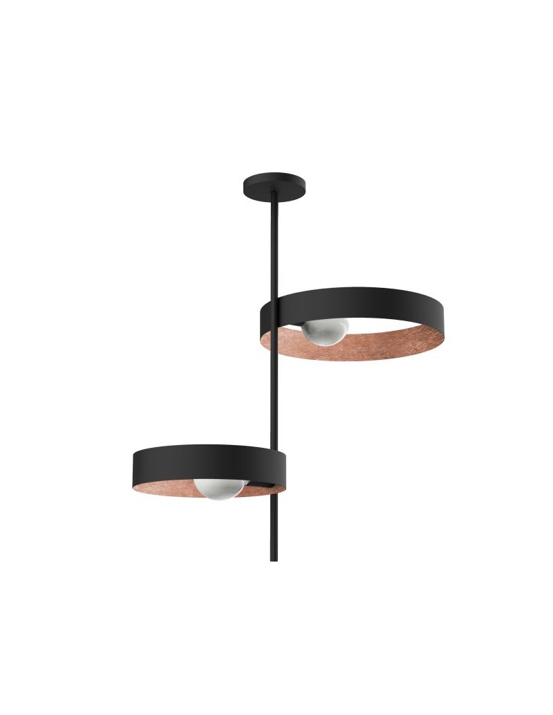 Plafoniera Alley Ø 40 cm in metallo nero e rame, H 80 cm | Lumicom -LUMICOM