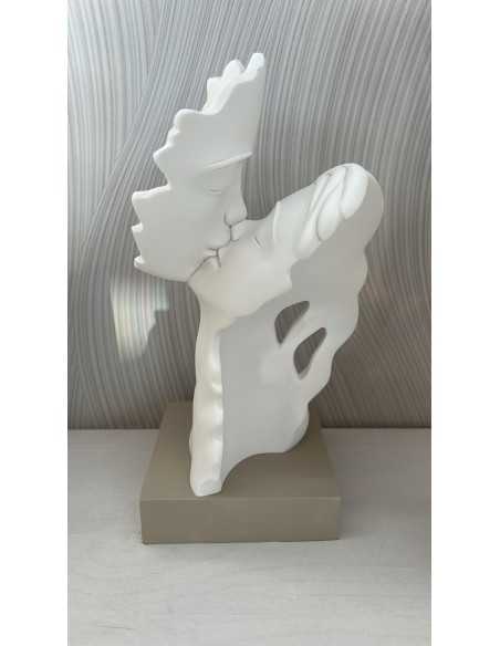 Statua Bacio degli innamorati in marmorino bianco e nocciola, H 28 cm | Bongelli Preziosi -BONGELLI PREZIOSI