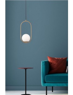 Lampada a sospensione Niva in metallo oro opaco e vetro soffiato, E14 | Redo -REDO GROUP