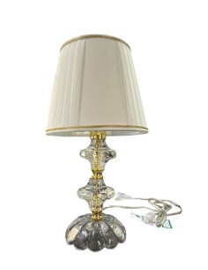 Lumetto Vivaldi in cristallo con finiture oro e paralume avorio, H 35 cm, E14 | Leolux -LEOLUX