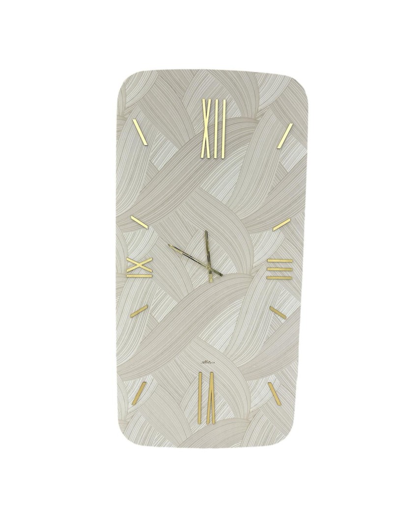 Orologio da parete gigante Cristal Max 160x80 cm parato tortora e dettagli oro | Abitarte -ABITARTE