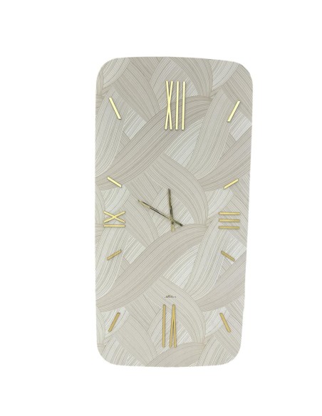 Orologio da parete gigante Cristal Max 160x80 cm parato tortora e dettagli oro | Abitarte -ABITARTE