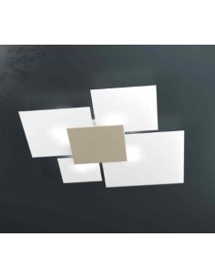 Plafoniera Upgrade 90x90 cm vetri bianchi e piastra centrale sabbia, 4 luci E27 | Top Light -TOP LIGHT