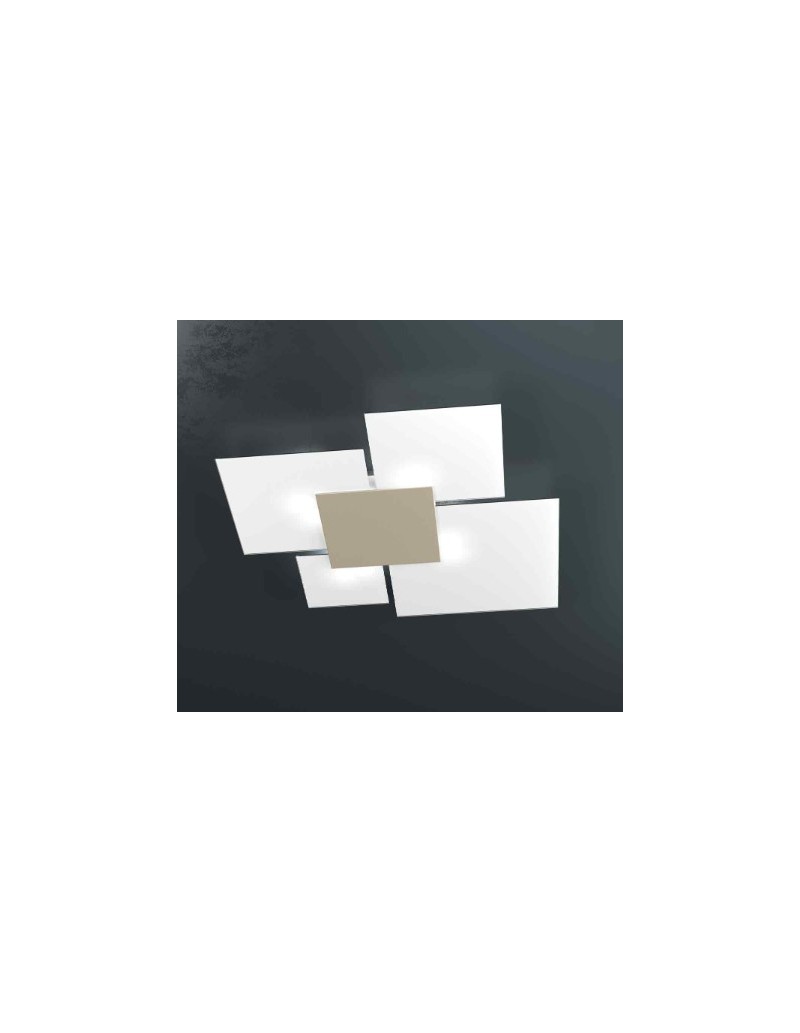 Plafoniera Upgrade 90x90 cm vetri bianchi e piastra centrale sabbia, 4 luci E27 | Top Light -TOP LIGHT