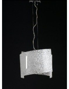 Lampada a sospensione Linea Ø 37 in vetro decoro marmoriz bianco, E27 | GM Illuminazione -GM ILLUMINAZIONE
