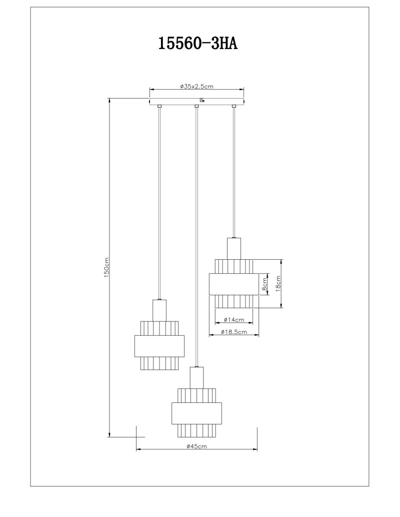 Lampada a sospensione Milley a 3 pendenti in vetro ambra e metallo nero, anelli bronzo | Globo Lighting -GLOBO LIGHTING