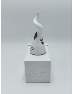 Corno portafortuna in ceramica bianca con carte napoletane | A Ciort -A CIORT