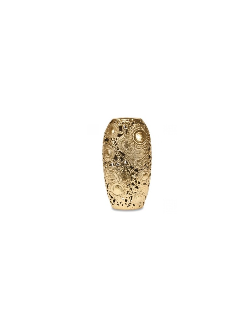 Vaso Kyoto in ceramica traforata oro, L 17 x H 23 cm | Henriette -HENRIETTE