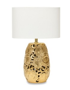 Lampada da tavolo Kyoto in ceramica traforata oro, 28x42 cm | Henriette -HENRIETTE