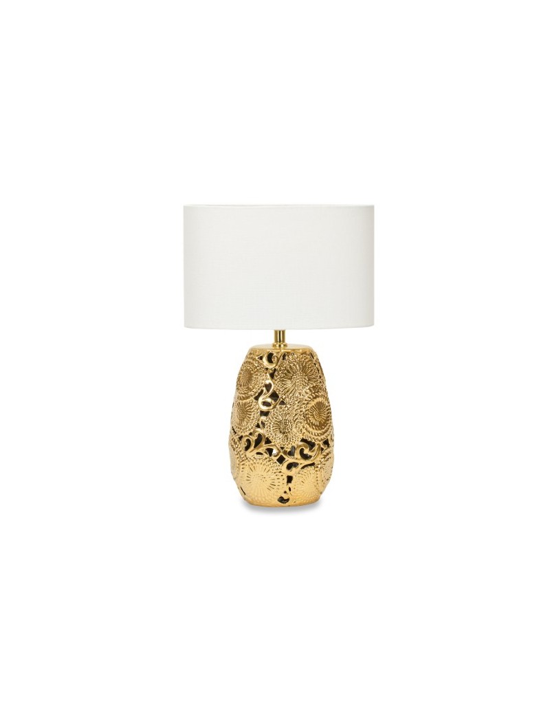 Lampada da tavolo Kyoto in ceramica traforata oro, 28x42 cm | Henriette -HENRIETTE