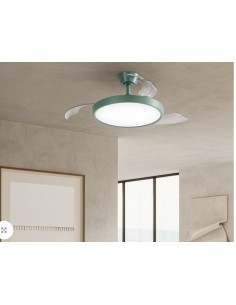 Ventilatore da soffitto Myra 3 pale a scomparsa, LED 30 W CCT, verde petrolio opaco | Perenz -PERENZ