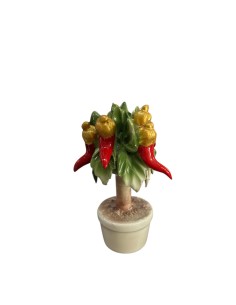 Alberello portafortuna piccolo con corni rossi e oro in ceramica | A Ciort -A CIORT