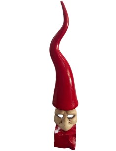 Corno rosso da appoggio con maschera di Pulcinella beige | A Ciort -A CIORT