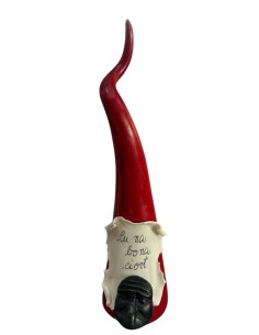 Corno rosso portafortuna con targhetta e maschera di Pulcinella nera | A Ciort -A CIORT