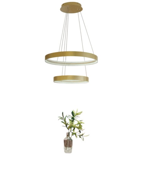 Lampada a sospensione LED a 2 anelli oro 70 W con switch 3000/4000/6000 K | Top Light -TOP LIGHT