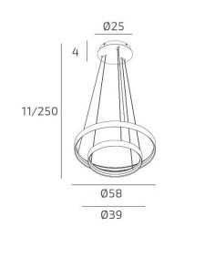 Lampada a sospensione LED a 2 anelli oro 70 W con switch 3000/4000/6000 K | Top Light -TOP LIGHT 2