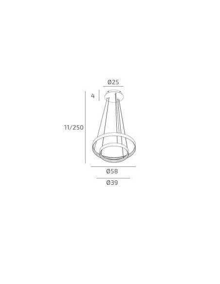 Lampada a sospensione LED a 2 anelli oro 70 W con switch 3000/4000/6000 K | Top Light -TOP LIGHT