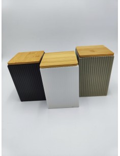 Set 3 barattoli Modern in gres con coperchio in bambù, 750 ml | Villa d'Este -VILLA D' ESTE