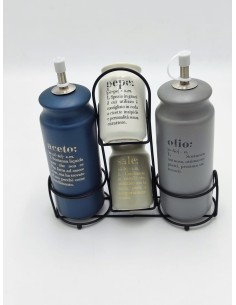 Victionary set condimenti olio, aceto, sale e pepe con stand in metallo | Villa d'Este -VILLA D' ESTE