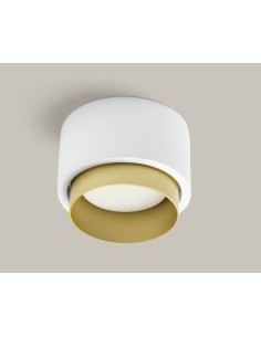 Faretto da soffitto Syme tondo in gesso bianco con ghiera in ottone, GX53 | Sforzin Miloox -SFORZIN - MILOOX