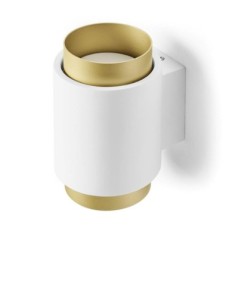 Applique Syme in gesso bianco con ghiera in ottone, 2 luci GX53, luce alto/basso | Sforzin